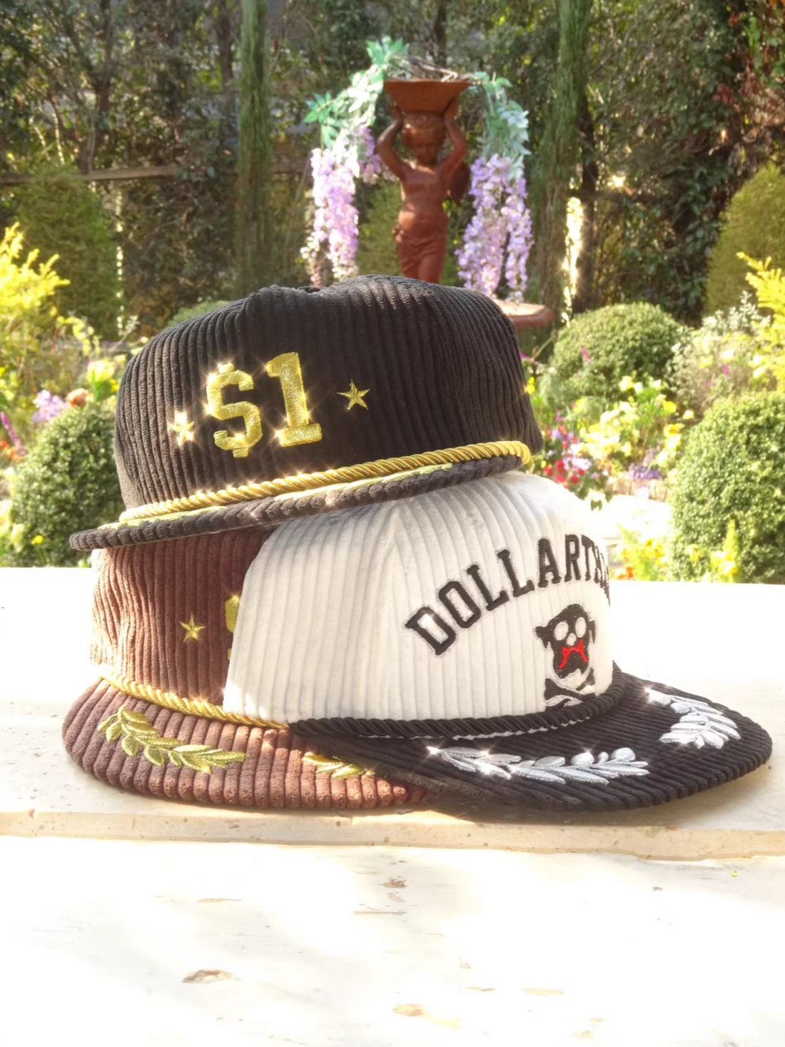 Color-Block Corduroy Embroidered Trucker Cap