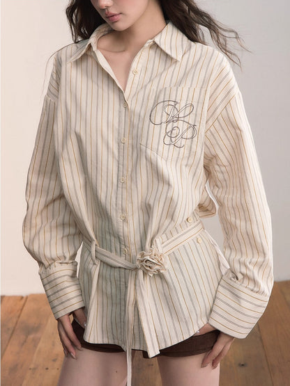 Two-Way Striped Cotton Shirt