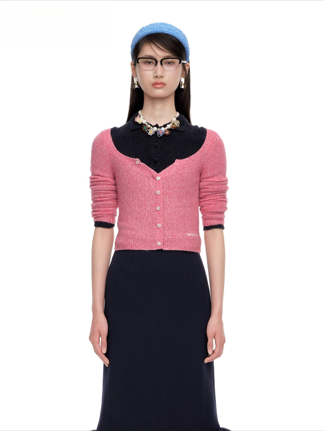 Round-Neck Fitted Wool-Blend Knit Cardigans