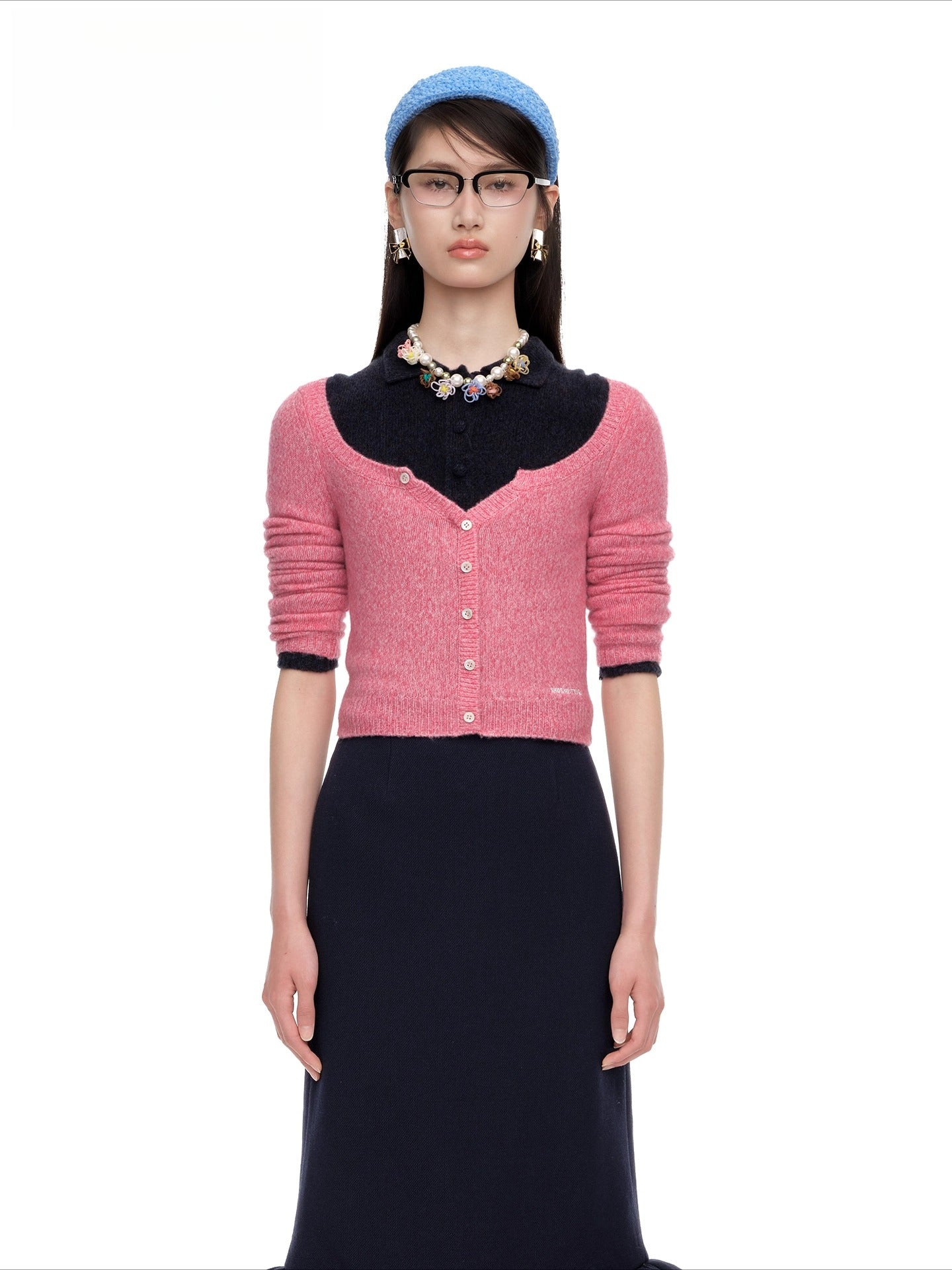Round-Neck Fitted Wool-Blend Knit Cardigans