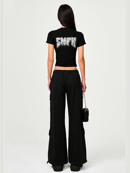 Black Enhanced Wide-Leg Pant