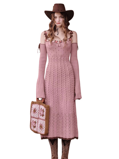 Floral Juliet Vintage Knit Dress &amp; Cardigan Set