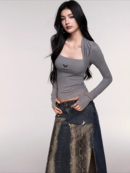 Sleeve-Detail Slim-Fit Knit Crewneck