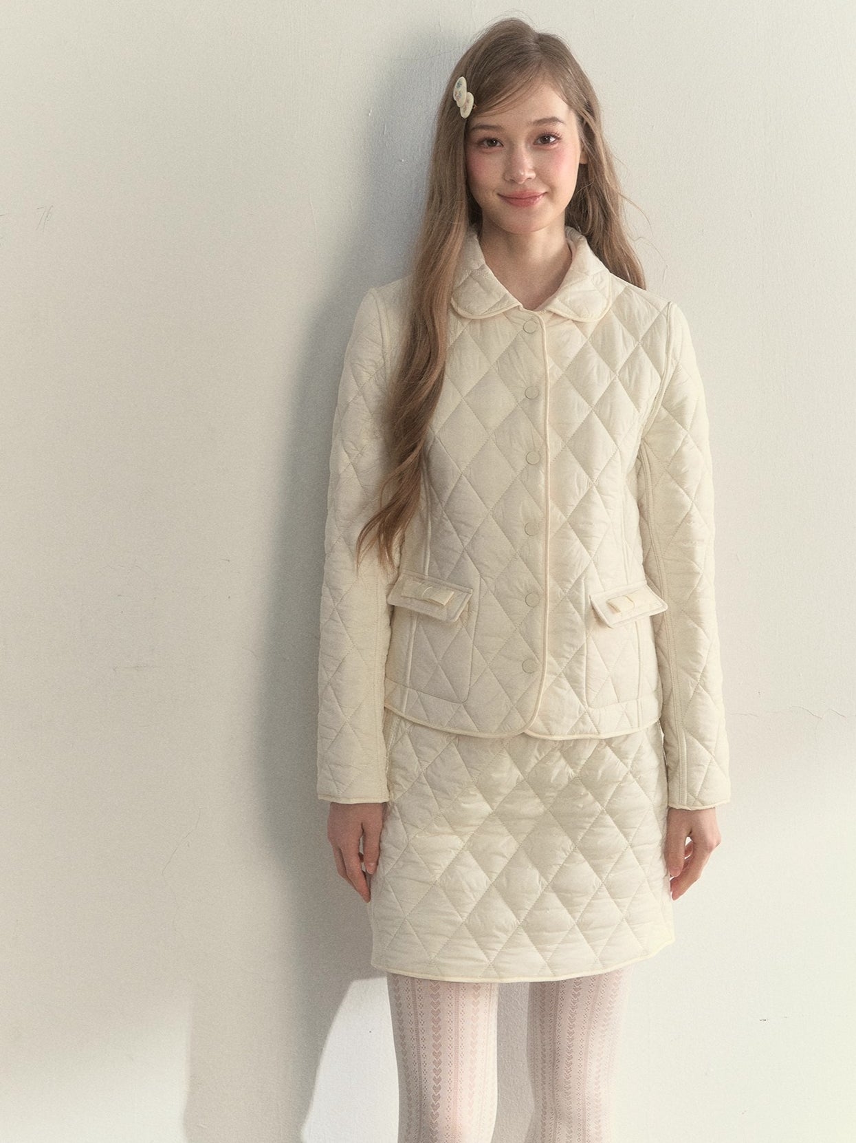 Reversible Quilted Doll Collar Jacket &amp; Skirt Set