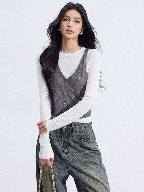 Knit Camisole and Inner Top Two-Piece Set
