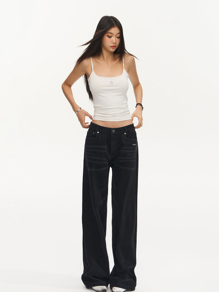 Vintage Low-Waist Loose Straight-Leg Pants