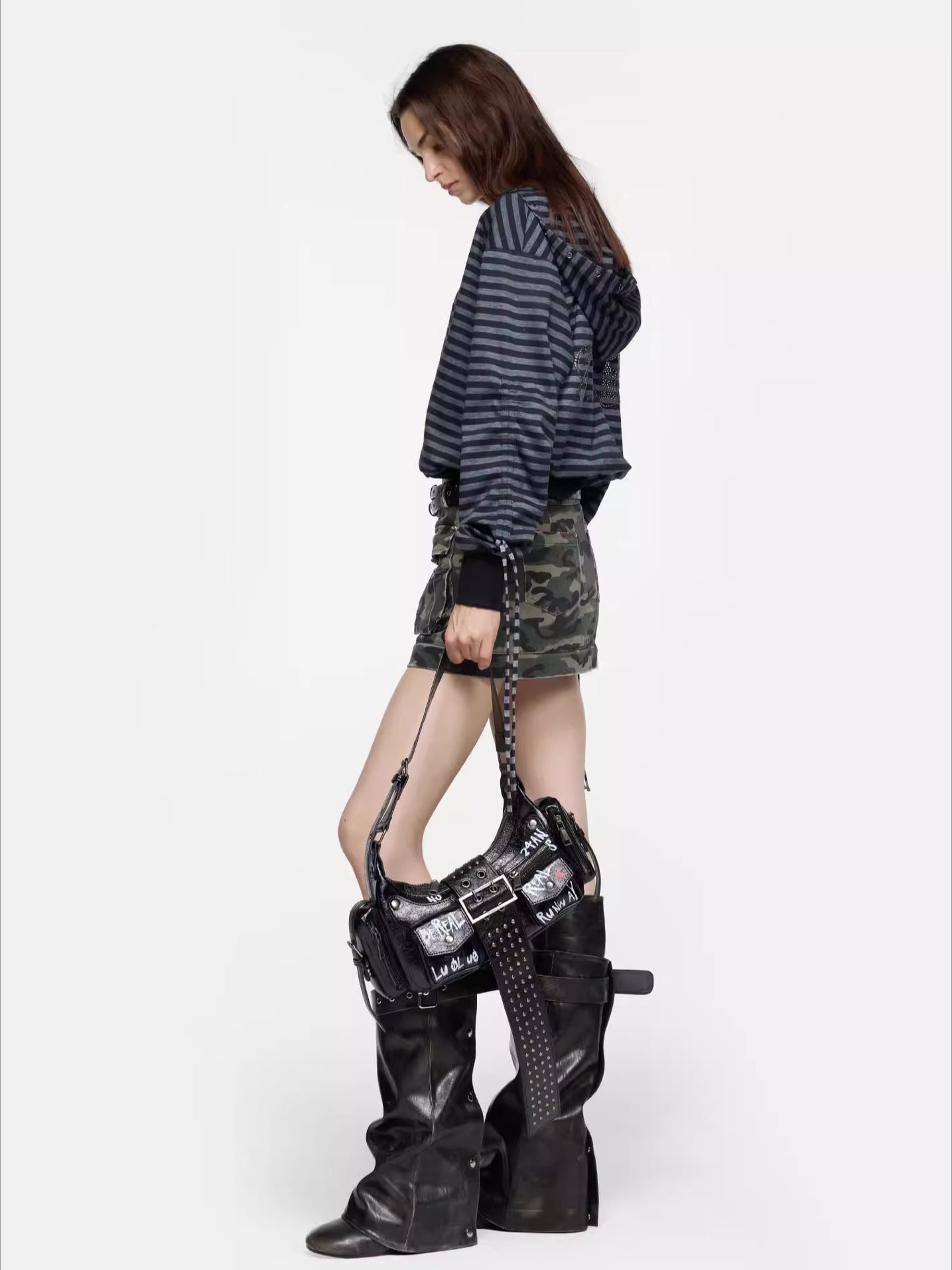 Rhinestone Back Hoodie T-Shirt