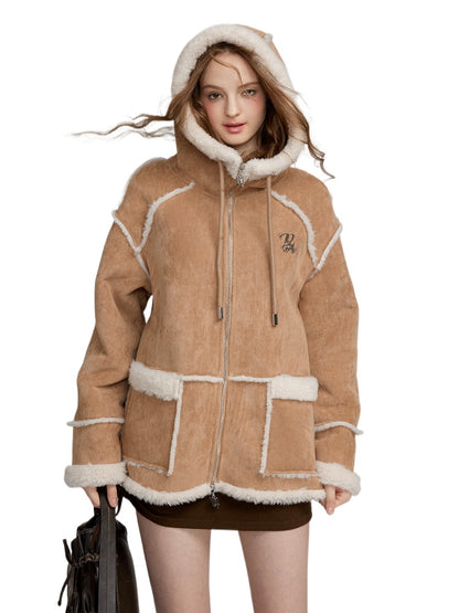 Thick Warm Faux Fur Hoodie Jacket