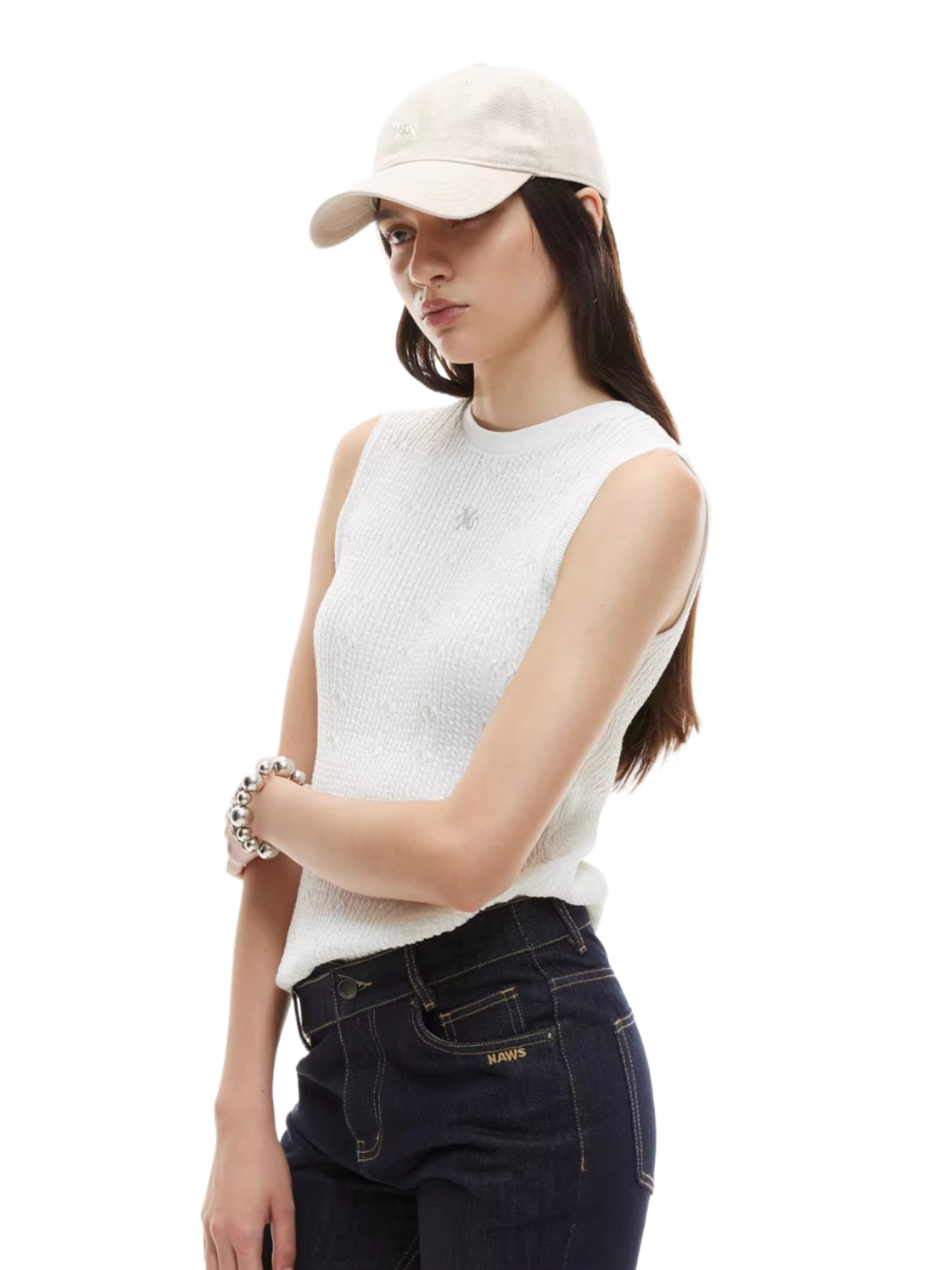 Cable Knit Fitted Sleeveless Top