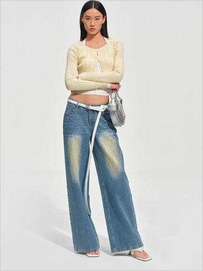 Faux Layered Slim-Fit Knit Cardigan