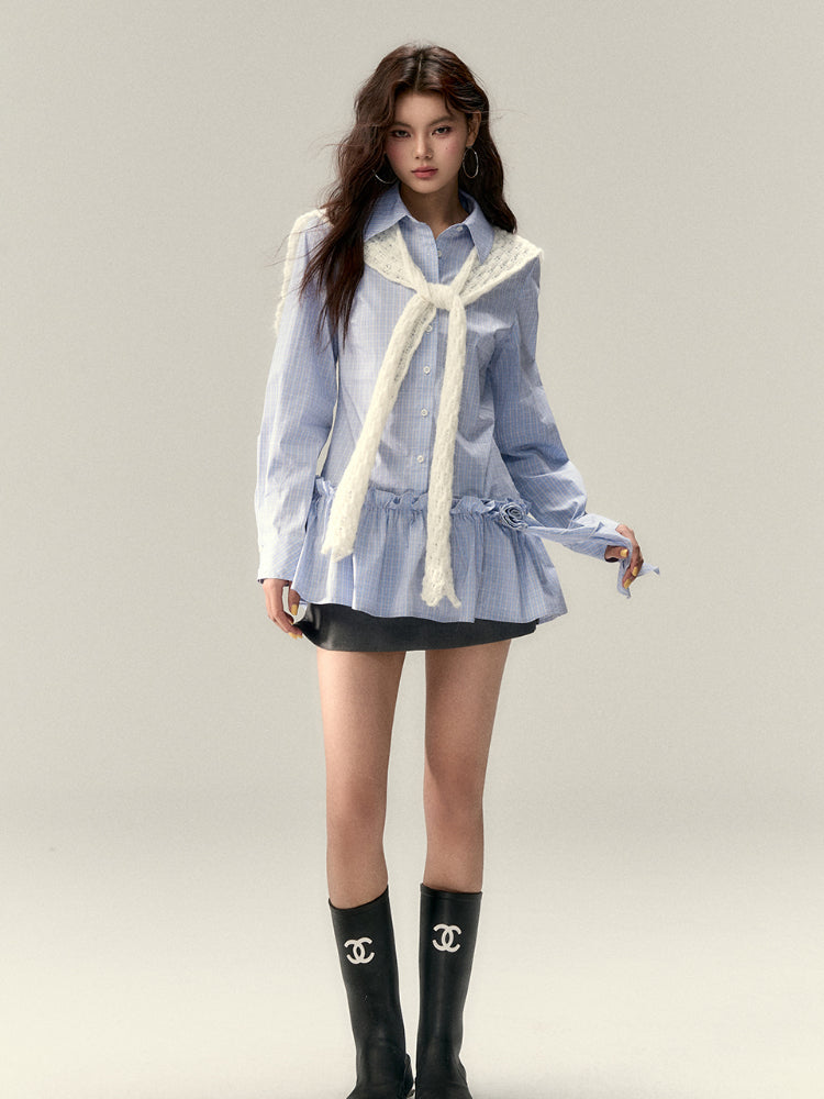 Removable Brooch Shirt Dress