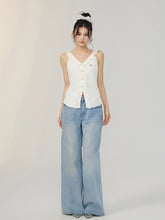 V-neck Lace Ruffled Vest - CHINASQUAD