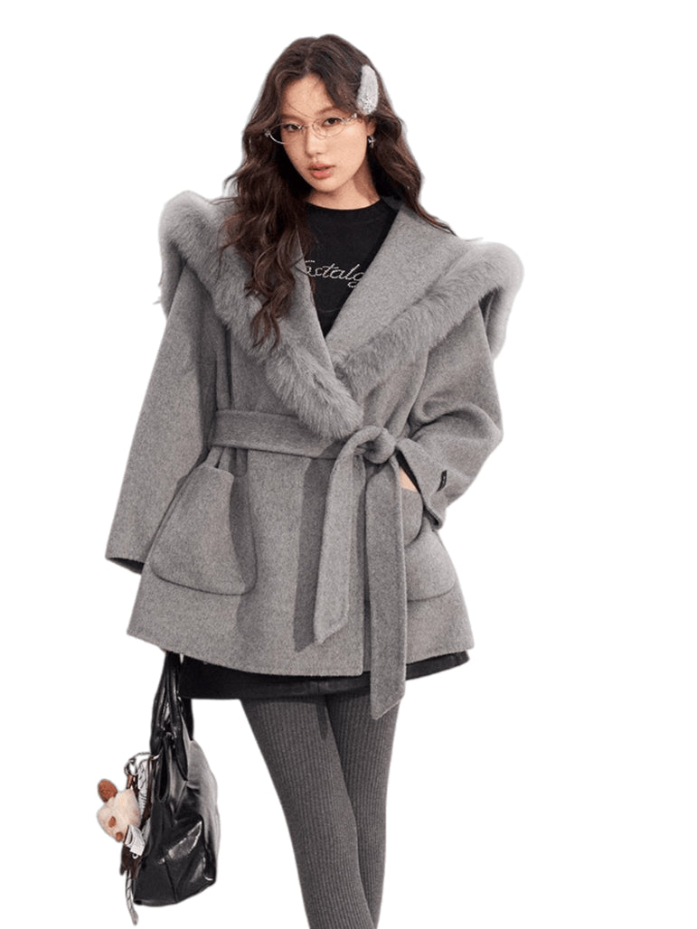 Oversized Wool-Blend Wide-Collar Coat