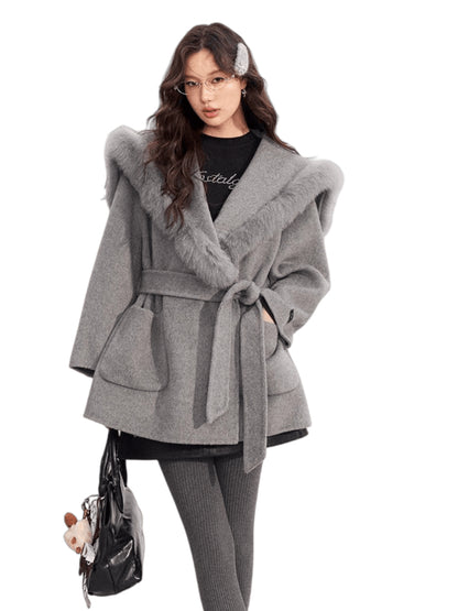 Oversized Wool-Blend Wide-Collar Coat