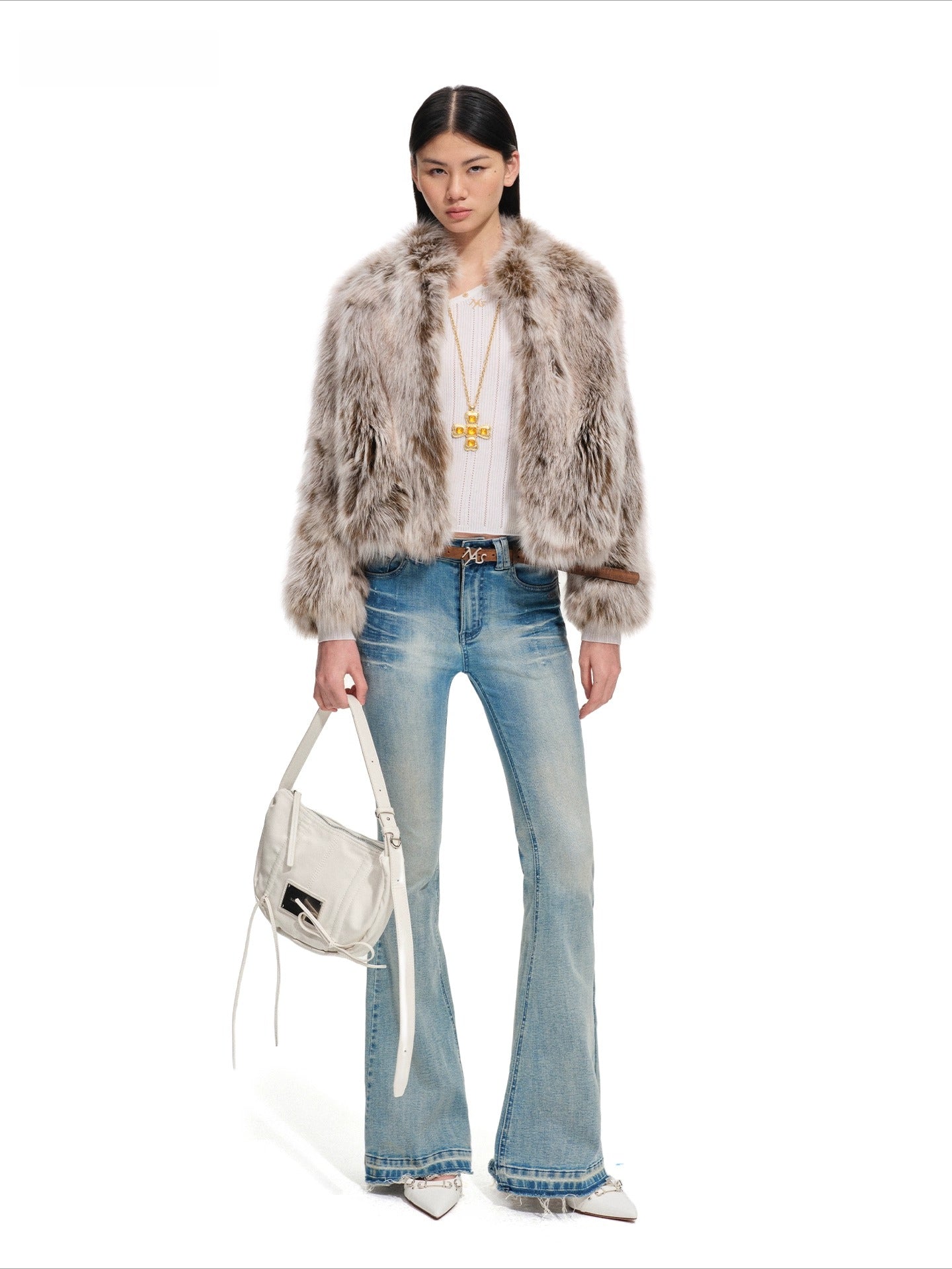 Fox Fur Stand-Collar Jacket