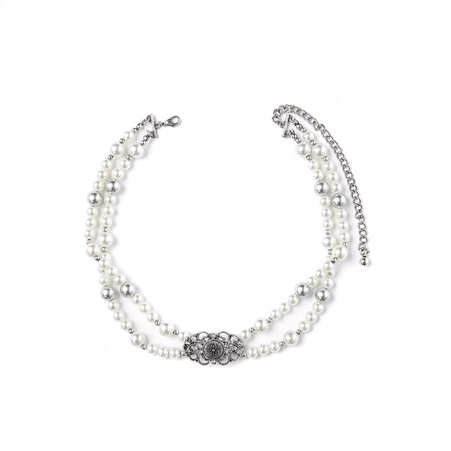 Vintage Layered Pearl Statement Necklace
