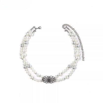 Vintage Layered Pearl Statement Necklace