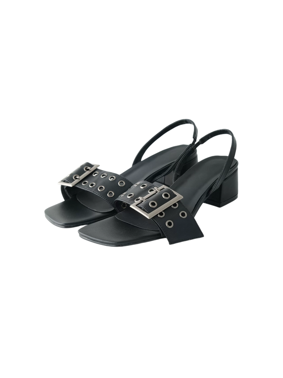One-Line Square-Toe PU Sandals
