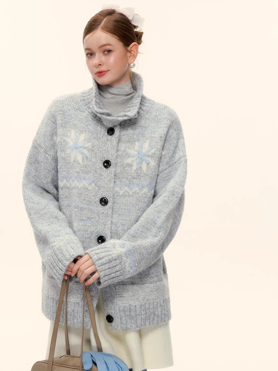 Snowflake Fair Isle Wool-Blend Knit Cardigan