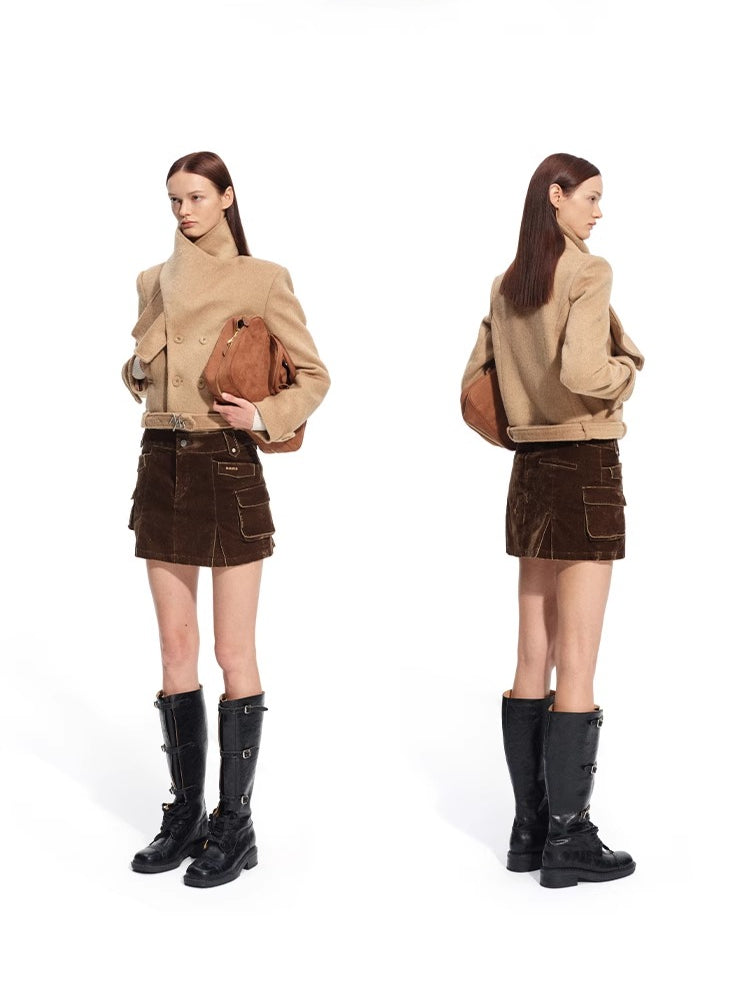 &quot;Rose Series&quot; Washed Denim Low-Rise Mini Skirt