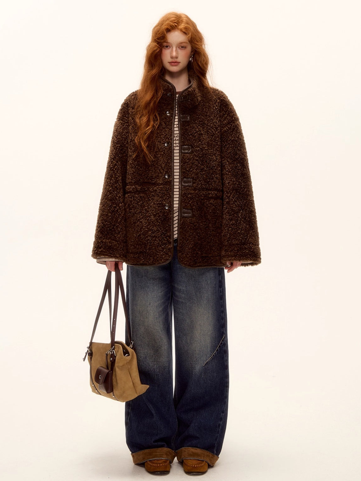 Reversible Faux Suede Shearling Jacket