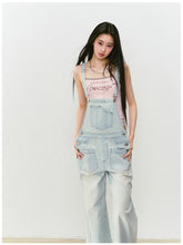 Washed Light Blue Denim Overalls - CHINASQUAD