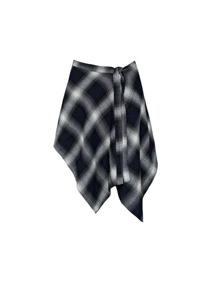 Vintage Color Block Plaid Skirt