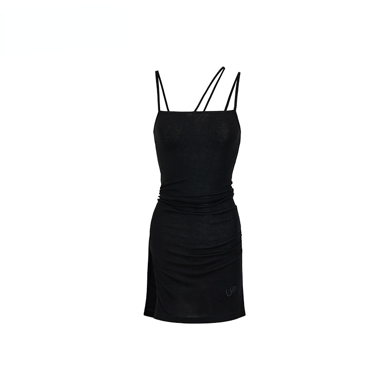 Gray &amp; Black Wool Blend Camisole Dress