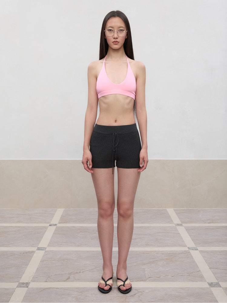 Layered Color Blocking U-Neck Halter Vest