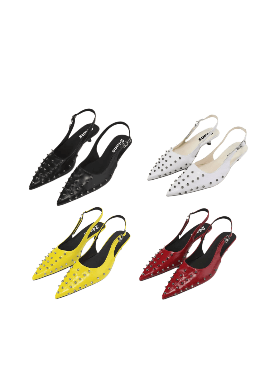 Punk Grunge Studded Pointed-Toe Flats