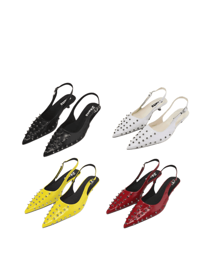 Punk Grunge Studded Pointed-Toe Flats