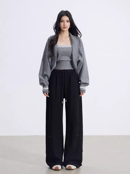 Contrast Batwing Knit 2-Piece Set