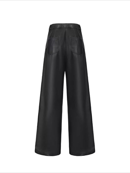 Classic Wide-Leg Faux Leather Pants
