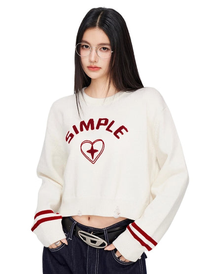 3D Embroidered Distressed Sweater