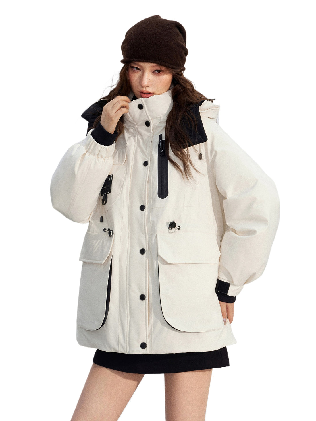 Colorblock Down Parka Jacket