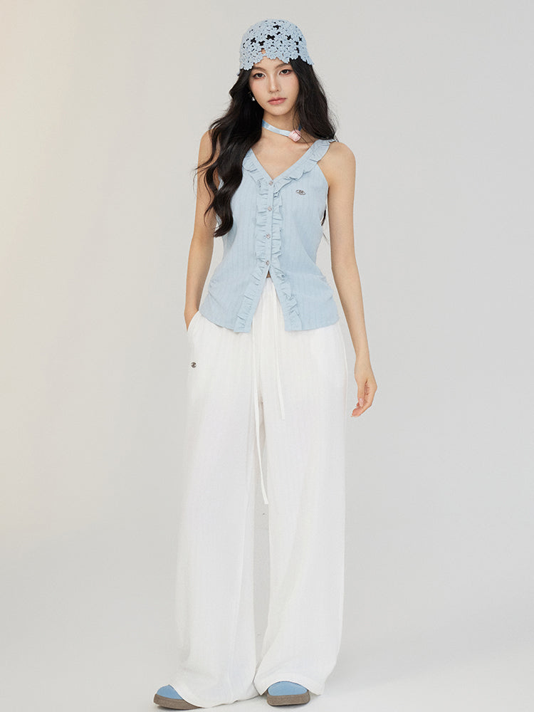Cool and Drapey Ice Silk Wide-Leg Pants - CHINASQUAD