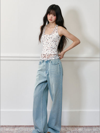 Two-piece Floral Lace Paneled Camisole