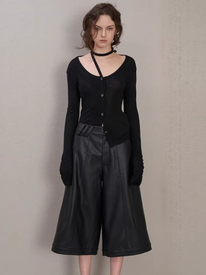 Wool Neck-Wrap Base Layer Cardigan