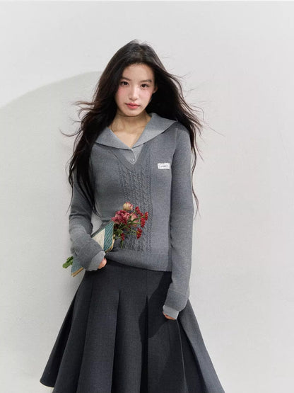 Naval Collar Preppy Girl Knit Crewneck