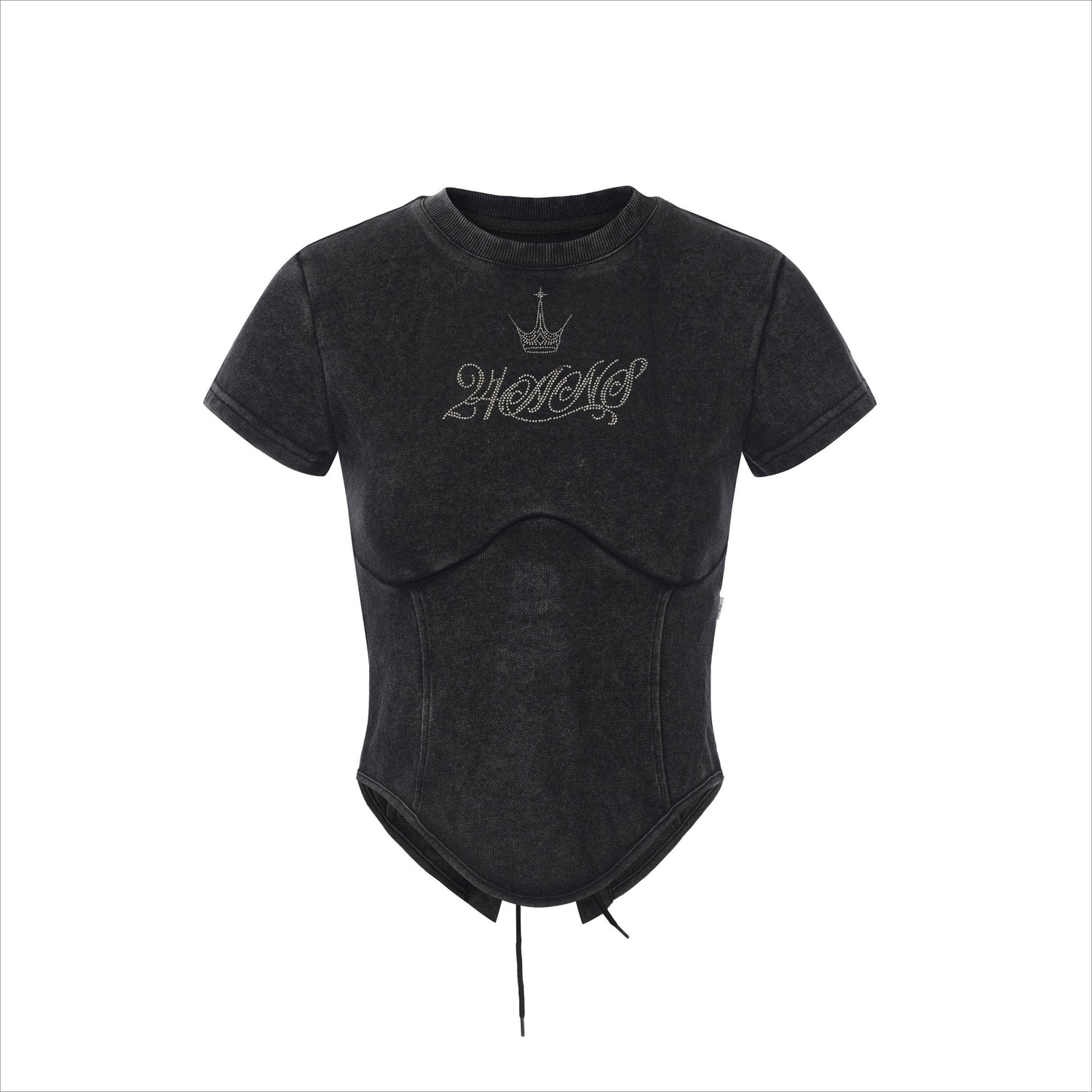 Punk Rhinestone Drawstring Tee