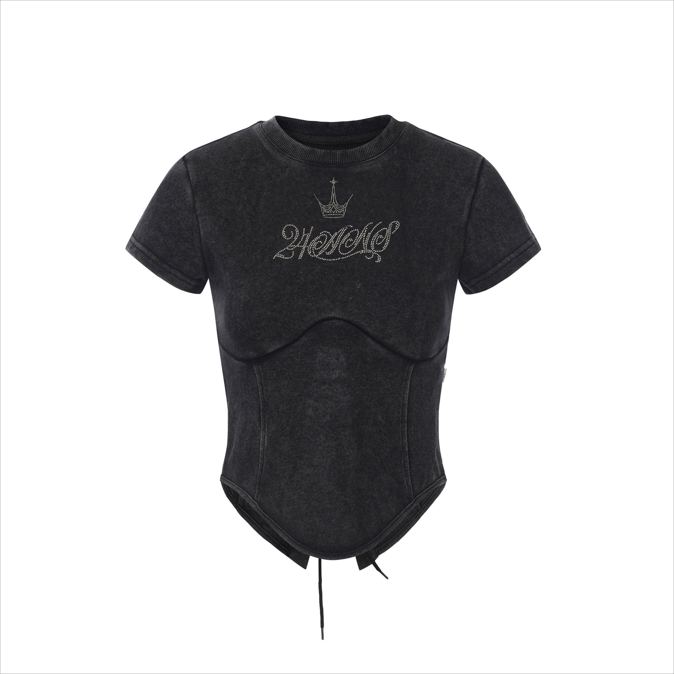 Punk Rhinestone Drawstring Tee