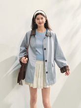 Plaid Patchwork Color-Block Trench Coat - CHINASQUAD