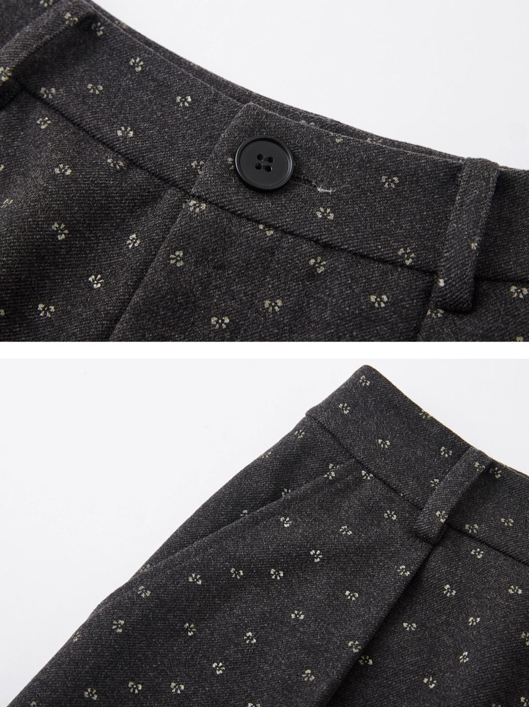 Printed Bow Wool-Blend Tailored Pants