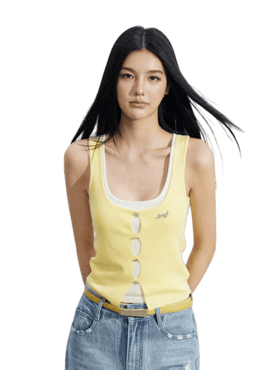 Layered Illusion Knit U-Neck Tank Top