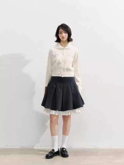 Crochet White Doll Collar Cardigan