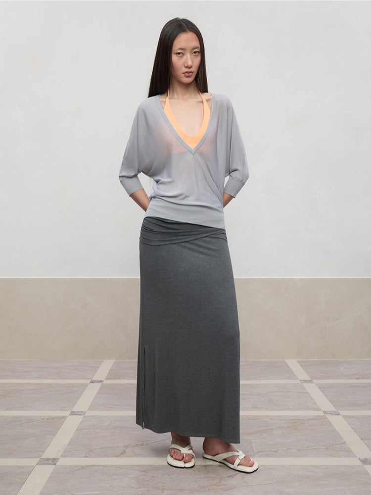 Layered Color Blocking U-Neck Halter Vest