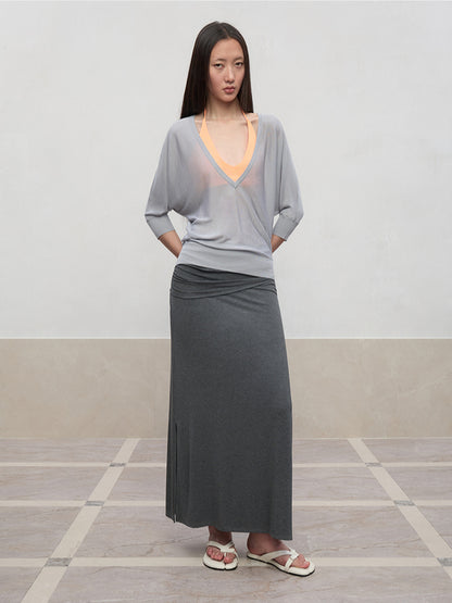 Layered Color Blocking U-Neck Halter Vest