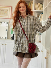 Plaid Panel Button-Down Long Shirt Dress - CHINASQUAD