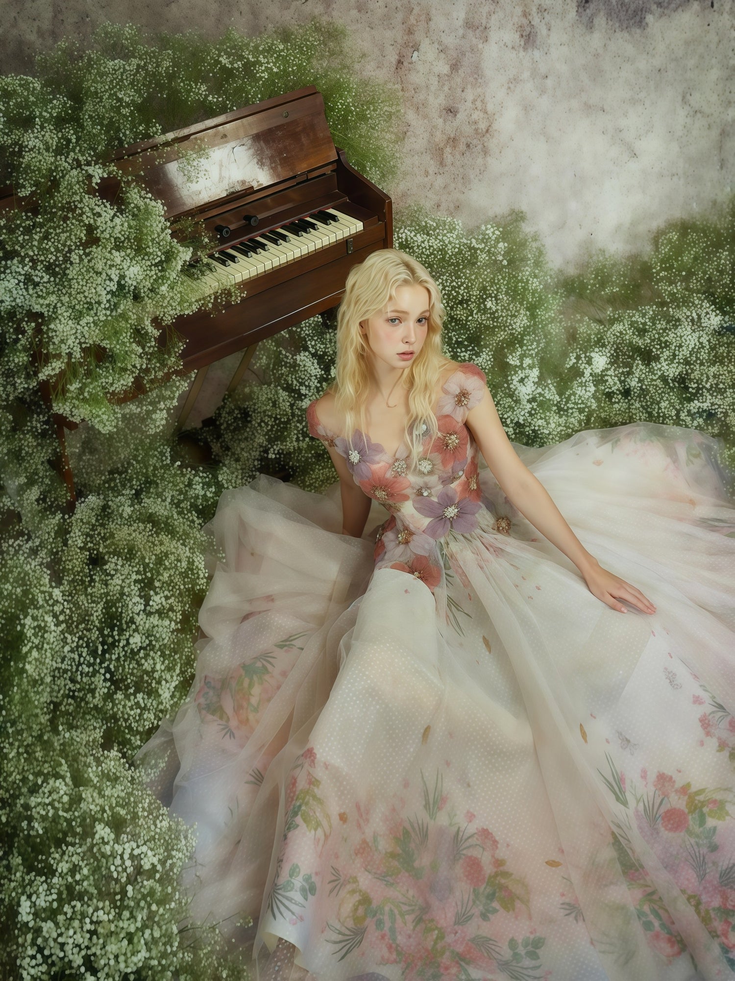 Peninsula Rose Embellished Ball Gown