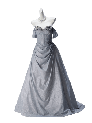 Elegant Silver Crystal Couture Gown